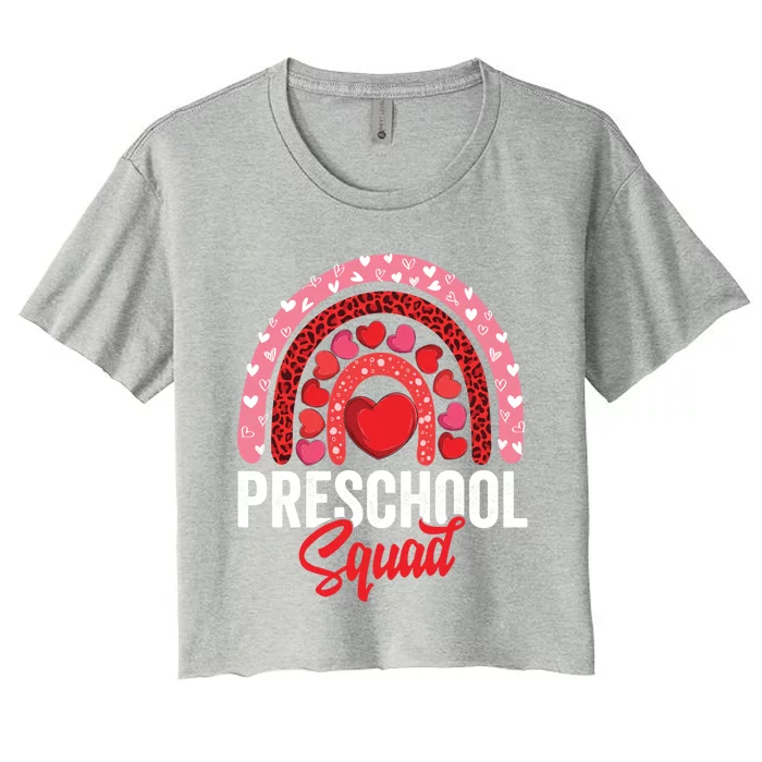 Preschool Squad Valentines Day Rainbow Teacher And Gift Women's Crop Top Tee