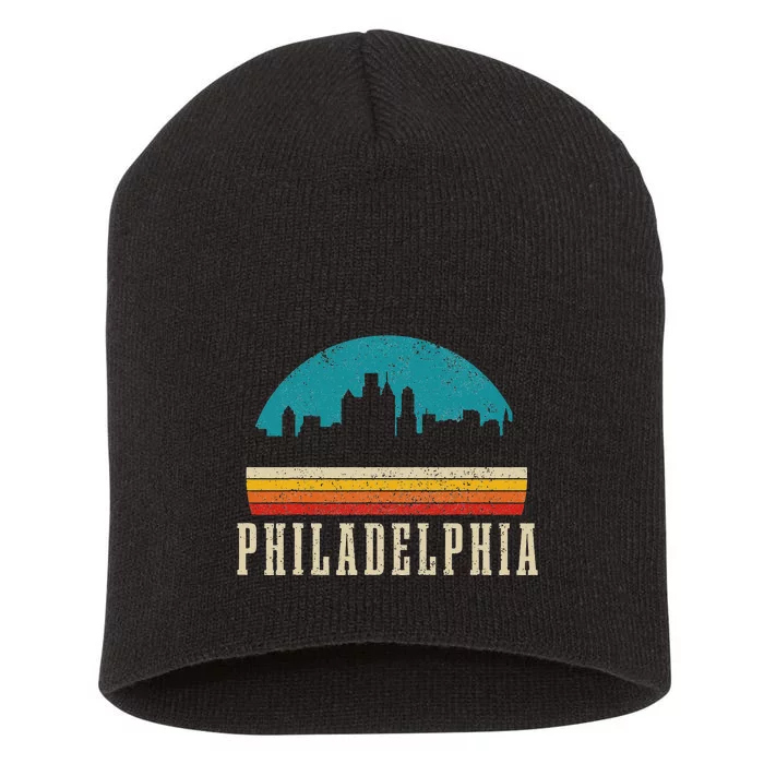 Philadelphia Skyline Vintage Pride Pennsylvania Short Acrylic Beanie