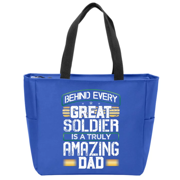 Proud Soldier Veteran Fathers Day Christmas Birthday Gift Zip Tote Bag