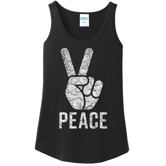 Peace Sign Vintage 60s 70s Hippie Gift Ladies Essential Tank