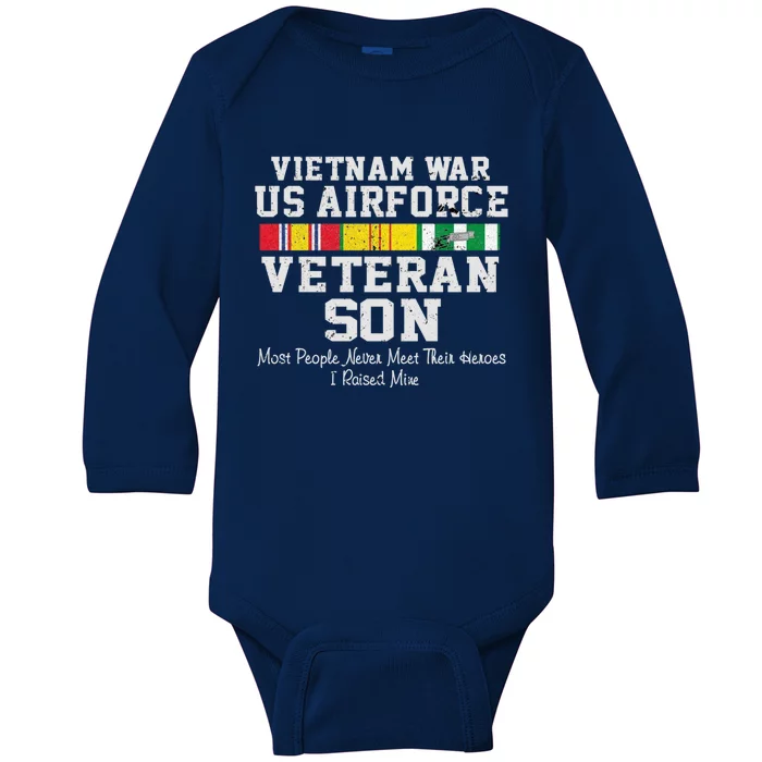 Proud Son Vietnam War Veteran Son Veteran's Day Gift Baby Long Sleeve Bodysuit