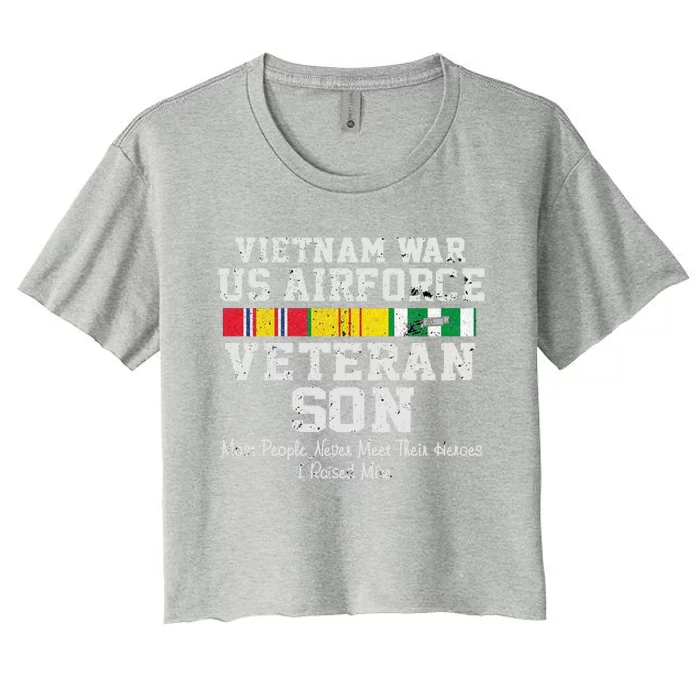 Proud Son Vietnam War Veteran Son Veteran's Day Gift Women's Crop Top Tee