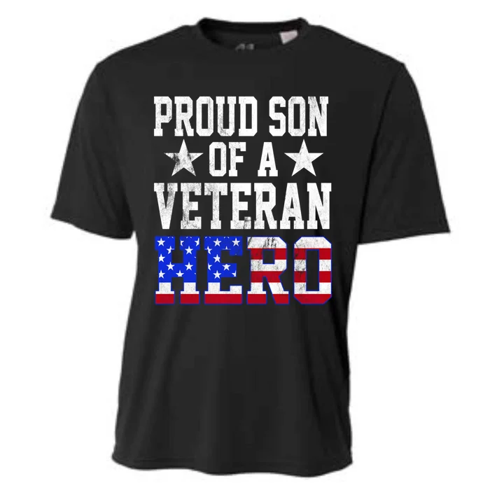 Proud Son Veteran Hero American Flag America Patriotic Gift Cooling Performance Crew T-Shirt