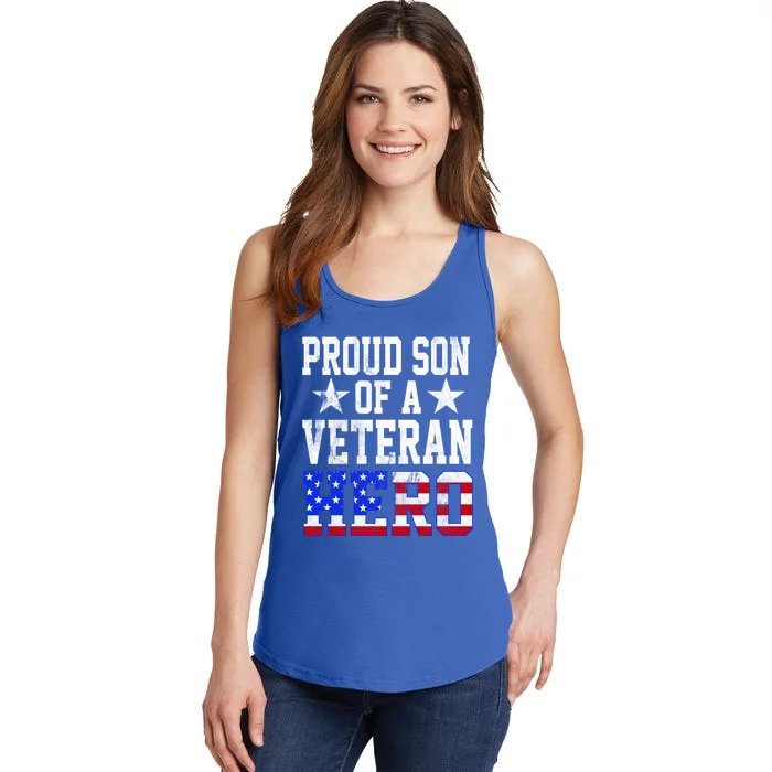 Proud Son Veteran Hero American Flag America Patriotic Gift Ladies Essential Tank