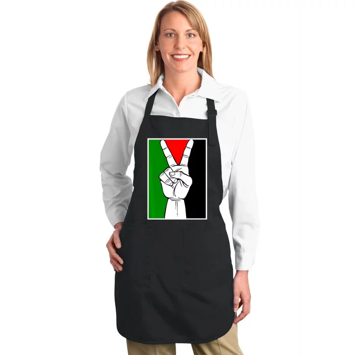 Palestine Support Victory Symbol Free Palestine Palestinian Full-Length Apron With Pocket