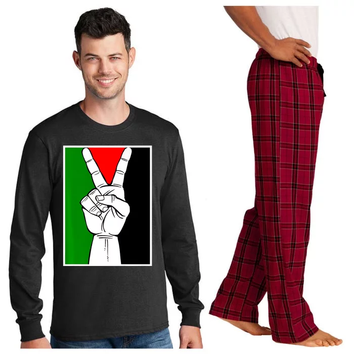 Palestine Support Victory Symbol Free Palestine Palestinian Long Sleeve Pajama Set