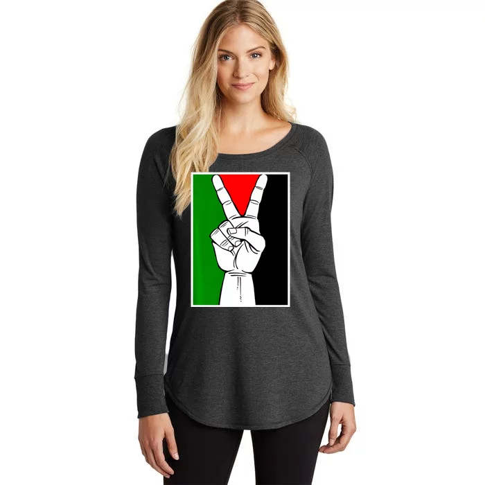 Palestine Support Victory Symbol Free Palestine Palestinian Women's Perfect Tri Tunic Long Sleeve Shirt