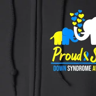 Proud Sister World Down Syndrome Awareness Day Elephant T21 Full Zip Hoodie