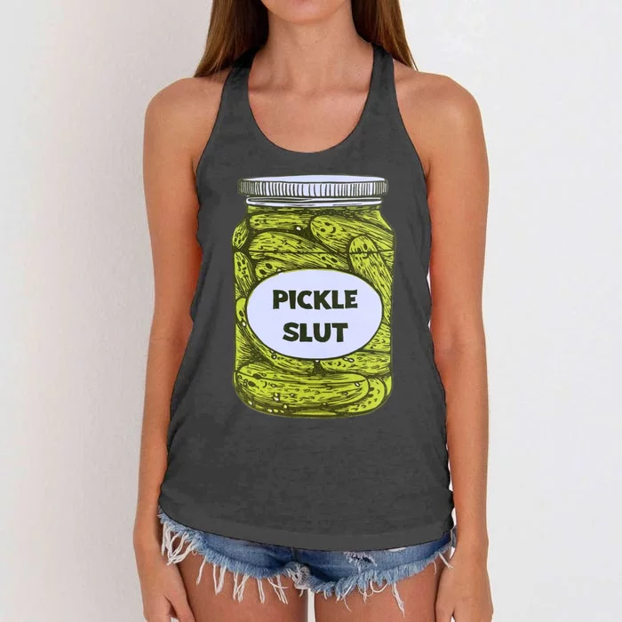 Pickle Slut Who Loves Pickles Apaprel Women's Knotted Racerback Tank