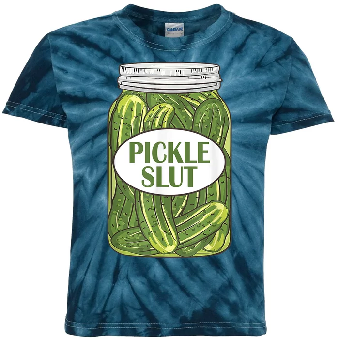 Pickle Slut Who Loves Pickles Kids Tie-Dye T-Shirt