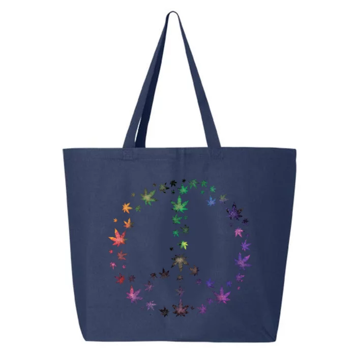 Peace Sign Weed Marijuana Leaves Watercolor Hippie Cannabis Gift 25L Jumbo Tote