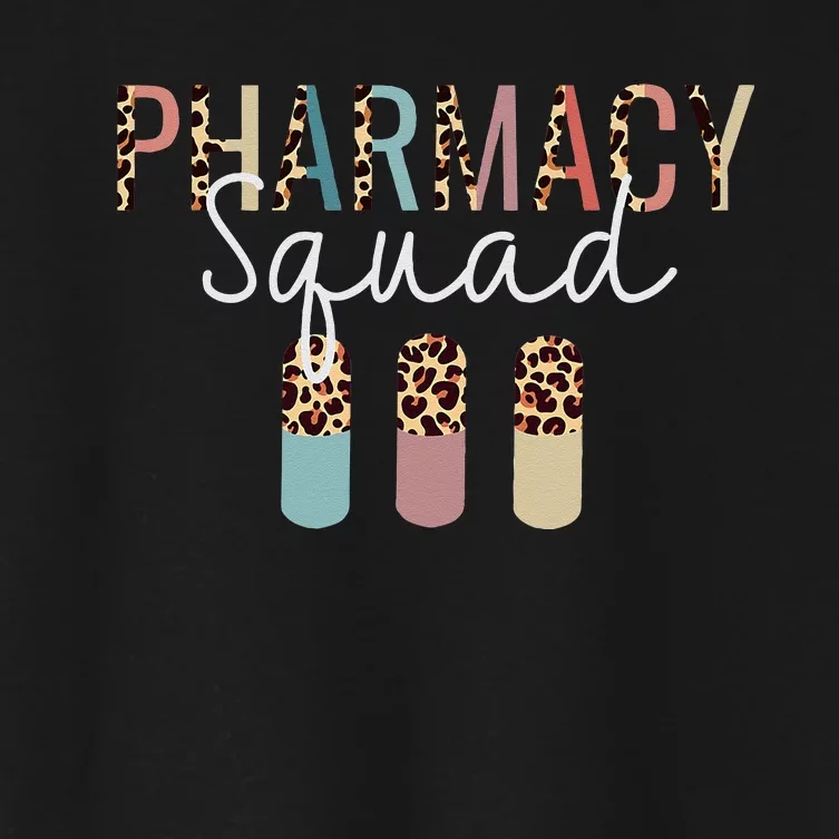 Pharmacy Squad With Leopard Print For Pharmacist Technician Women's Crop Top Tee