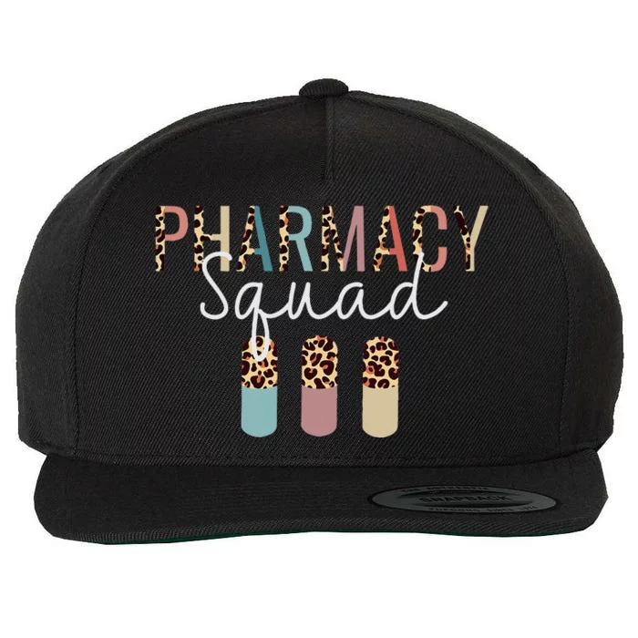 Pharmacy Squad With Leopard Print For Pharmacist Technician Wool Snapback Cap