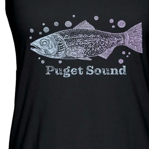 Puget Sound Washington King Salmon Fish Art Fishing Trip Ladies Essential Flowy Tank