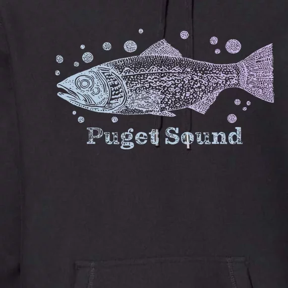 Puget Sound Washington King Salmon Fish Art Fishing Trip Premium Hoodie