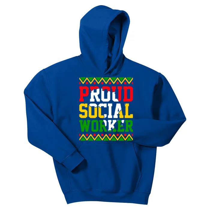 Proud Social Worker Black History Month Juneteenth Afro Gift Kids Hoodie