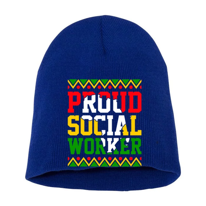 Proud Social Worker Black History Month Juneteenth Afro Gift Short Acrylic Beanie