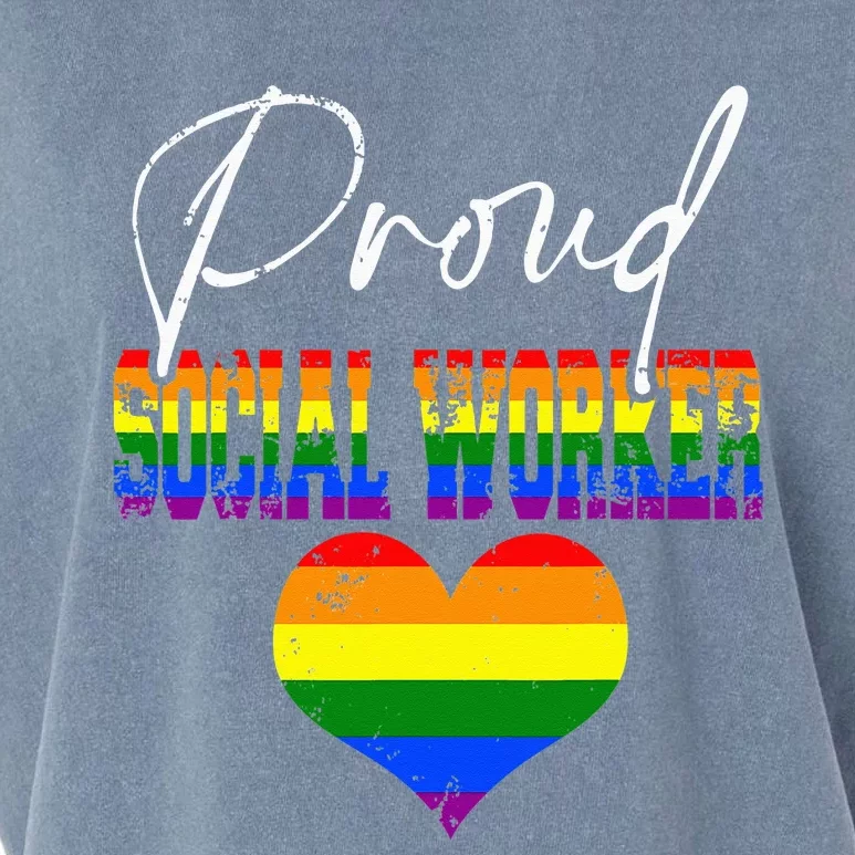 Proud Social Worker Pride LGBT Flag Matching Gay Lesbian Garment-Dyed Women's Muscle Tee