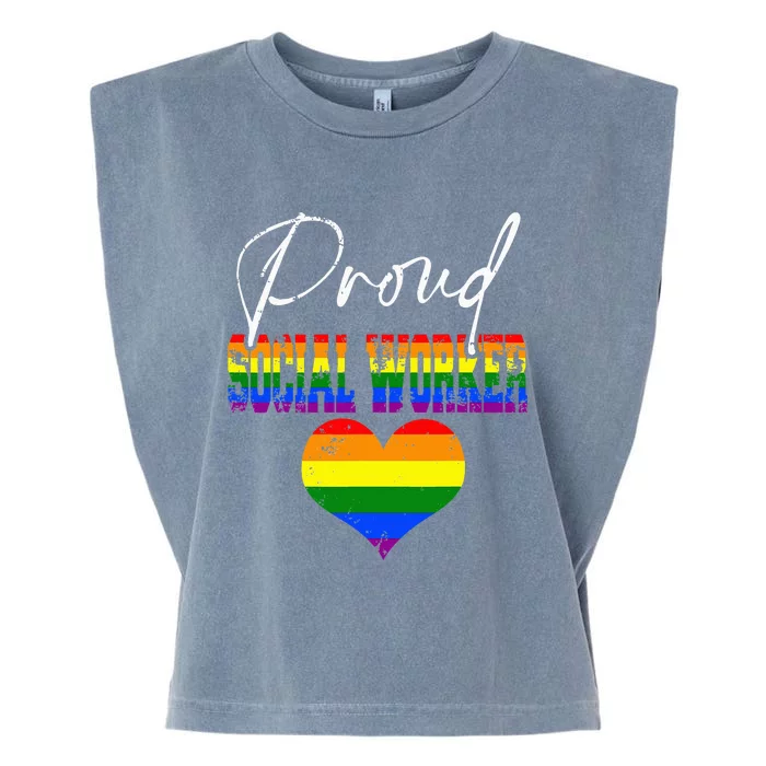 Proud Social Worker Pride LGBT Flag Matching Gay Lesbian Garment-Dyed Women's Muscle Tee