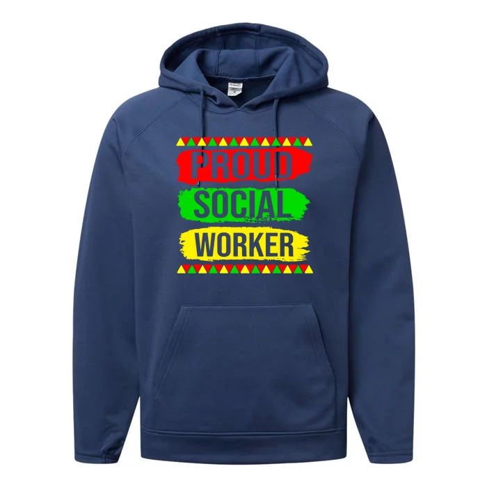 Proud Social Worker Black History Month Pride African Funny Gift Performance Fleece Hoodie