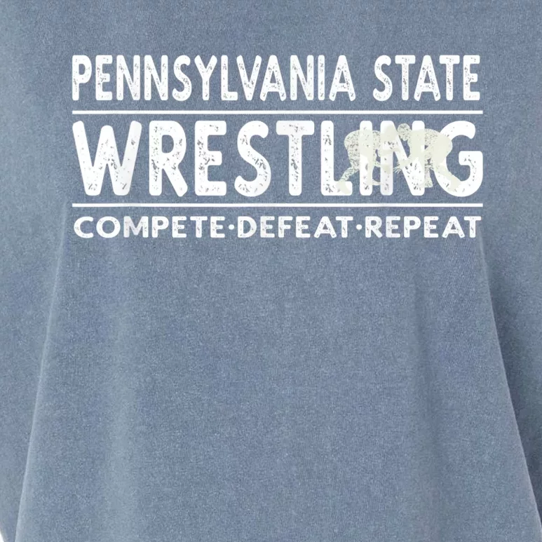 Pennsylvania State Wrestling Compete, Defeat, Repeat Garment-Dyed Women's Muscle Tee