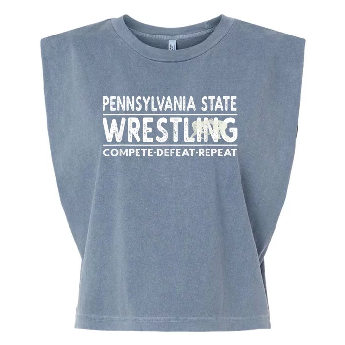 Pennsylvania State Wrestling Compete, Defeat, Repeat Garment-Dyed Women's Muscle Tee