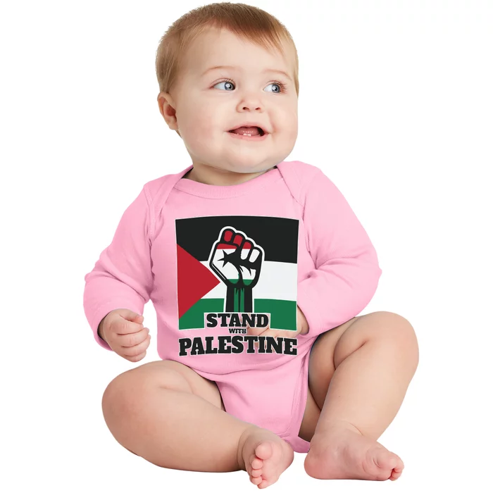 Palestine Stand With Palestine Pray For Palestine Baby Long Sleeve Bodysuit