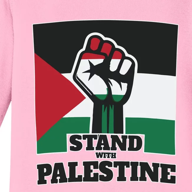 Palestine Stand With Palestine Pray For Palestine Baby Long Sleeve Bodysuit