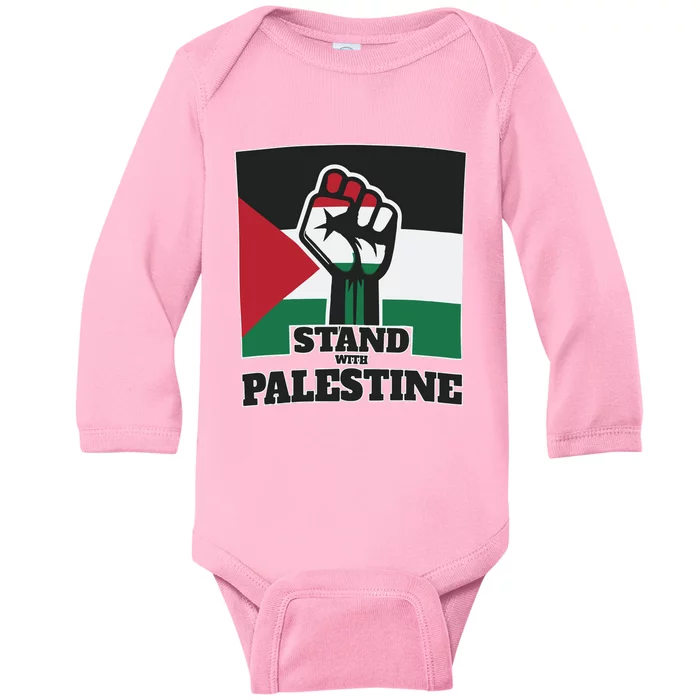 Palestine Stand With Palestine Pray For Palestine Baby Long Sleeve Bodysuit