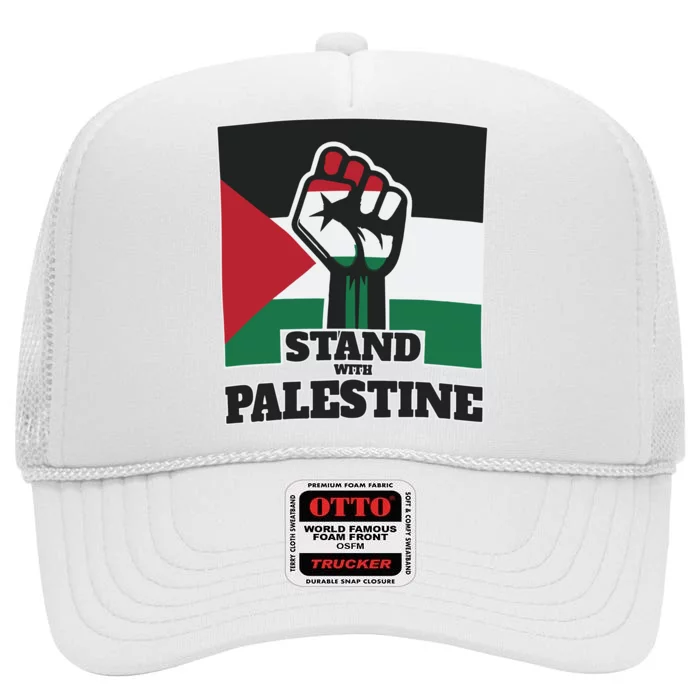 Palestine Stand With Palestine Pray For Palestine High Crown Mesh Trucker Hat