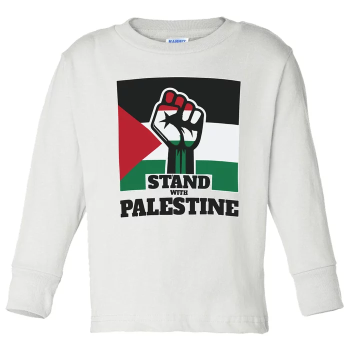 Palestine Stand With Palestine Pray For Palestine Toddler Long Sleeve Shirt