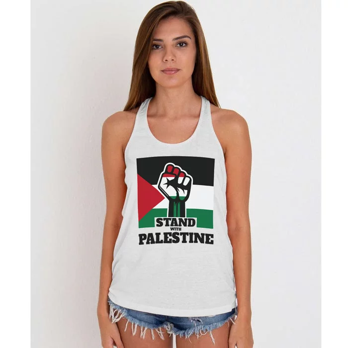 Palestine Stand With Palestine Pray For Palestine Women's Knotted Racerback Tank