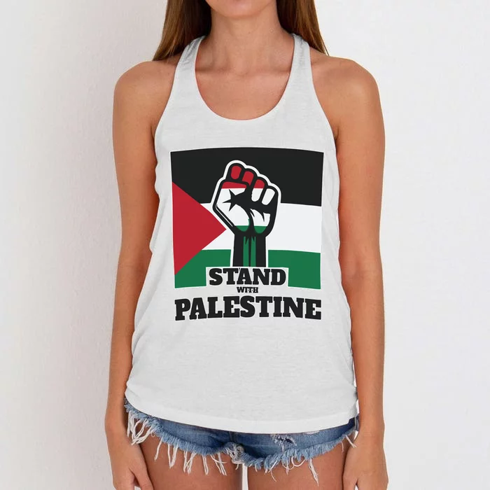 Palestine Stand With Palestine Pray For Palestine Women's Knotted Racerback Tank