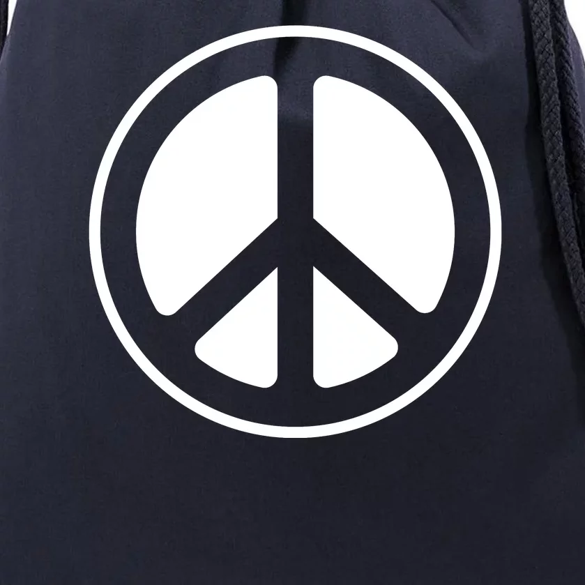 Peace Sign White Drawstring Bag