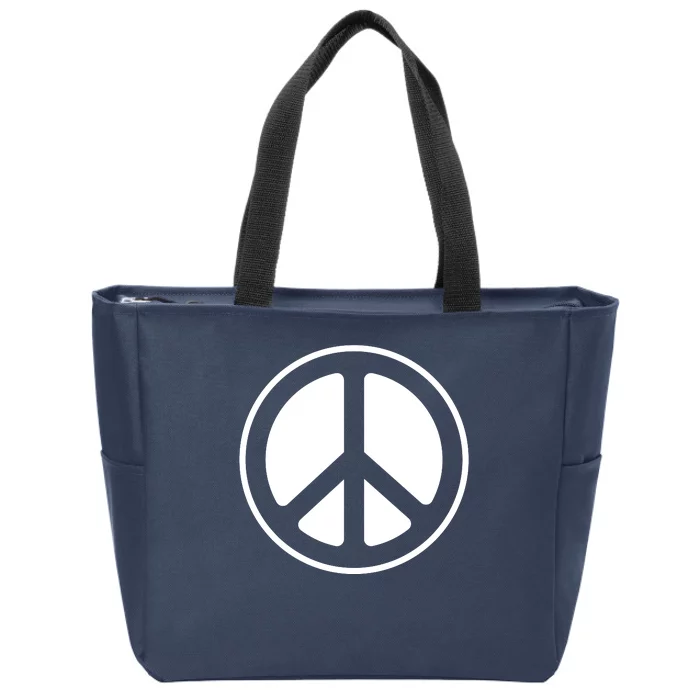 Peace Sign White Zip Tote Bag