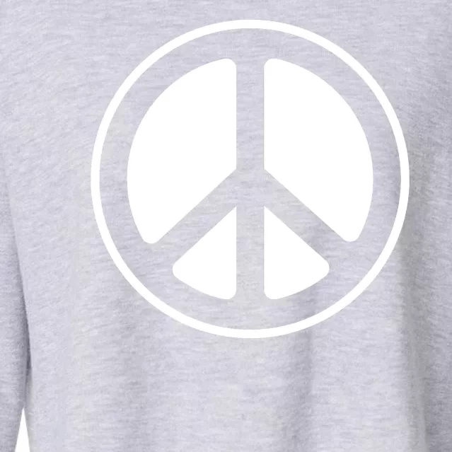 Peace Sign White Cropped Pullover Crew