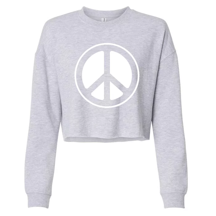 Peace Sign White Cropped Pullover Crew