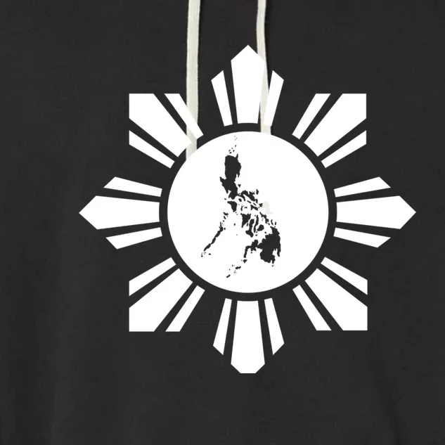 Philippine Sun With Philippine Map Gift Garment-Dyed Fleece Hoodie