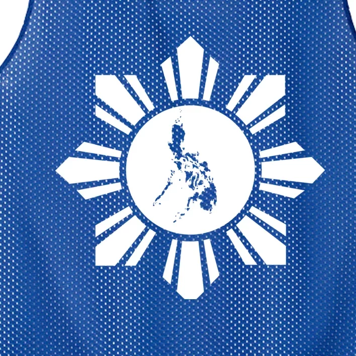 Philippine Sun With Philippine Map Gift Mesh Reversible Basketball Jersey Tank