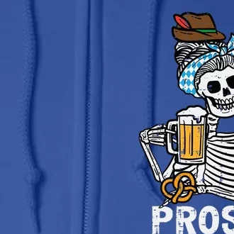 Prost Skeleton Women Bavarian Octoberfest German Oktoberfest Full Zip Hoodie