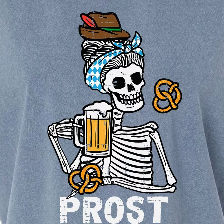 Prost Skeleton Women Bavarian Octoberfest German Oktoberfest Garment-Dyed Women's Muscle Tee