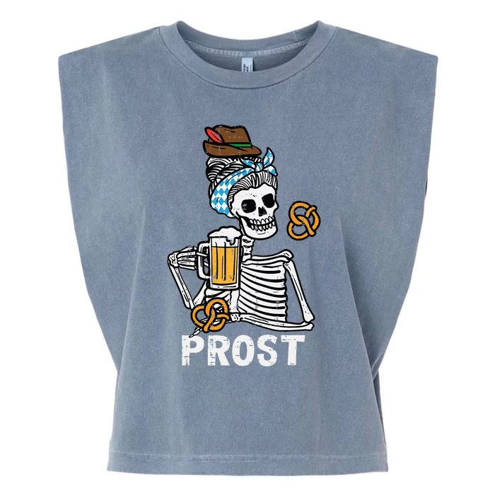 Prost Skeleton Women Bavarian Octoberfest German Oktoberfest Garment-Dyed Women's Muscle Tee