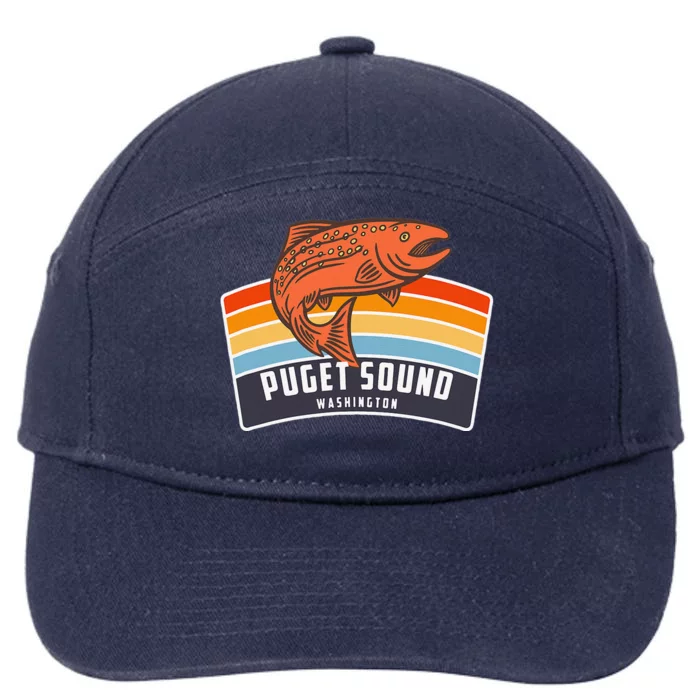 Puget Sound Washington Salmon Fishing 7-Panel Snapback Hat