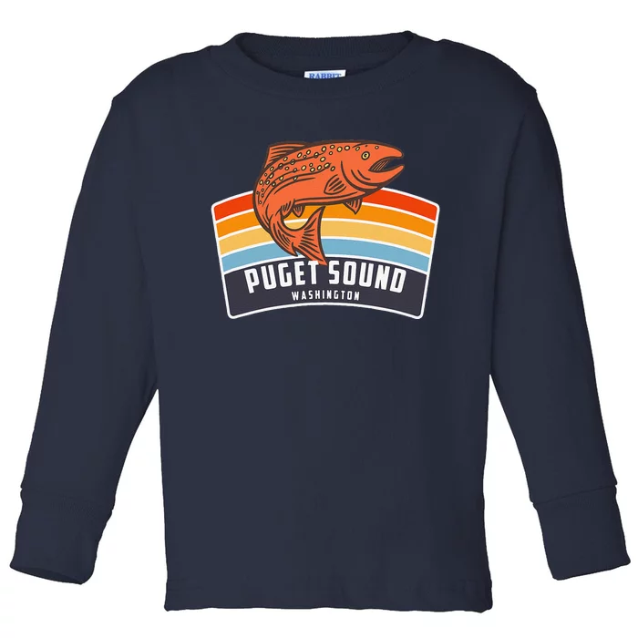 Puget Sound Washington Salmon Fishing Toddler Long Sleeve Shirt