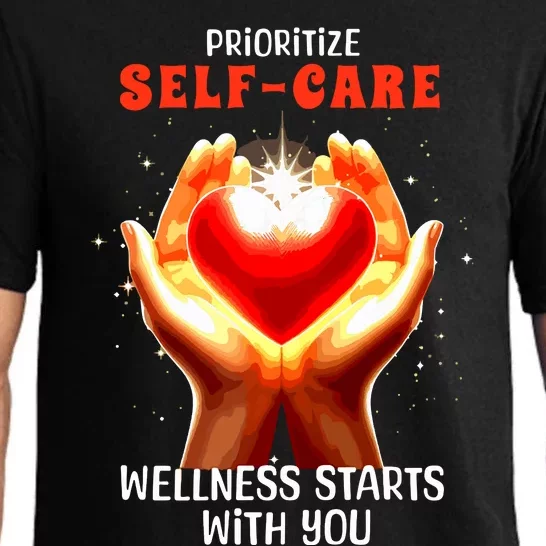 Prioritize Selfcare Wellness Starts With You Zip Hoodie Pajama Set