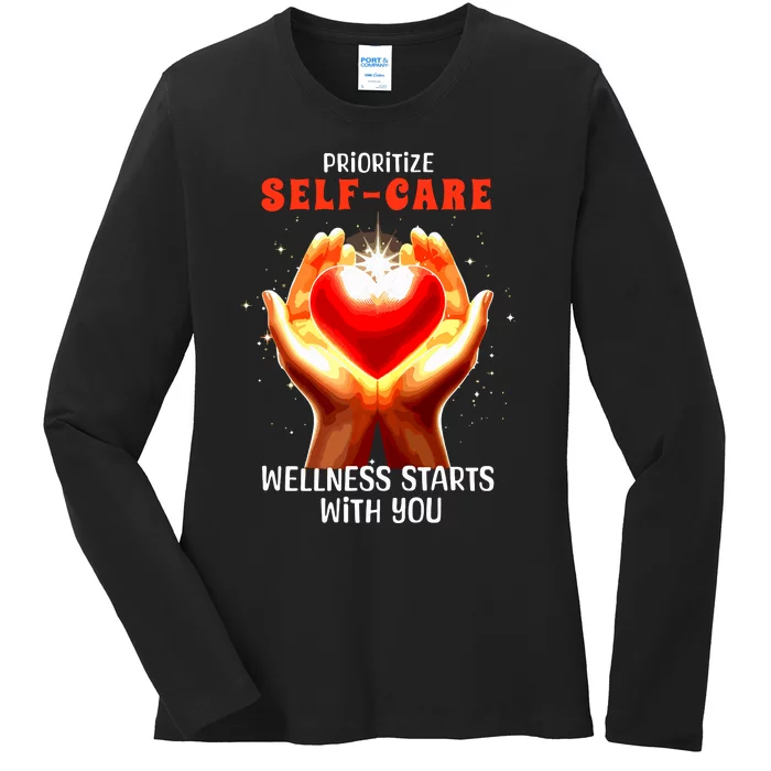 Prioritize Selfcare Wellness Starts With You Zip Hoodie Ladies Long Sleeve Shirt