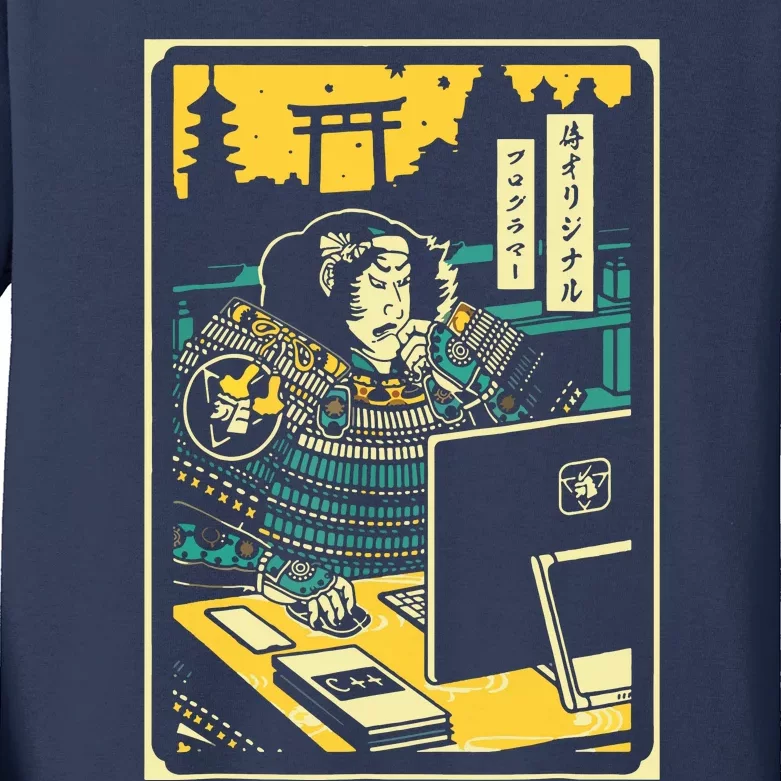 Programmer Samurai Warrior Computer Kids Long Sleeve Shirt