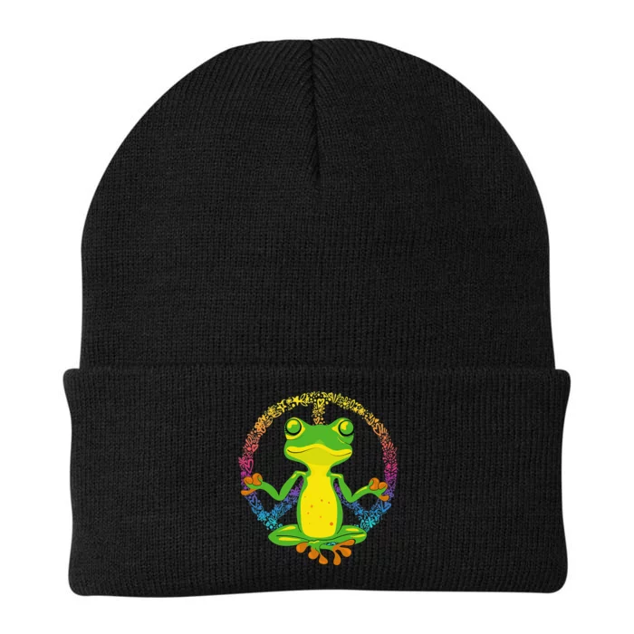 Peace Sign Yoga Frogs Cool Peace Frog Tie Dye Knit Cap Winter Beanie