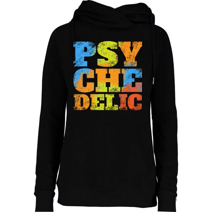 Psychedelic Womens Funnel Neck Pullover Hood