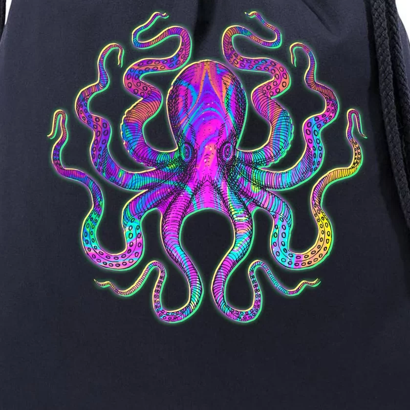 Psychedelic Octopus Drawstring Bag